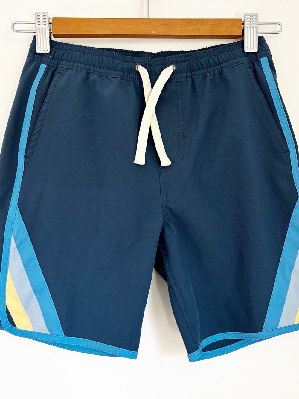 Fair Harbor Swim Shorts Boys Youth M 7-8 Blue Lined Pull On Swim Beach Pool